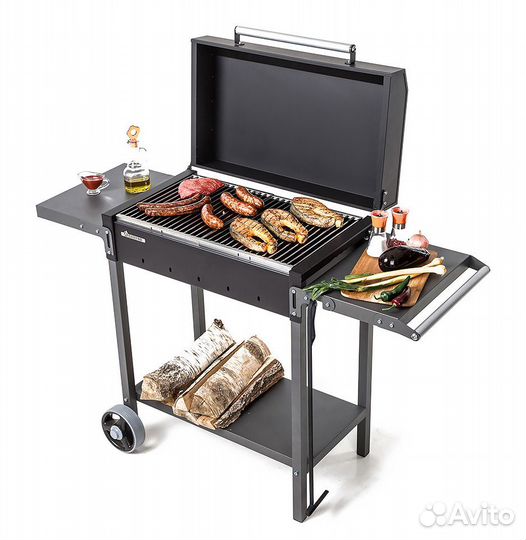 Гриль-мангал с полками, крышкой и колесами
