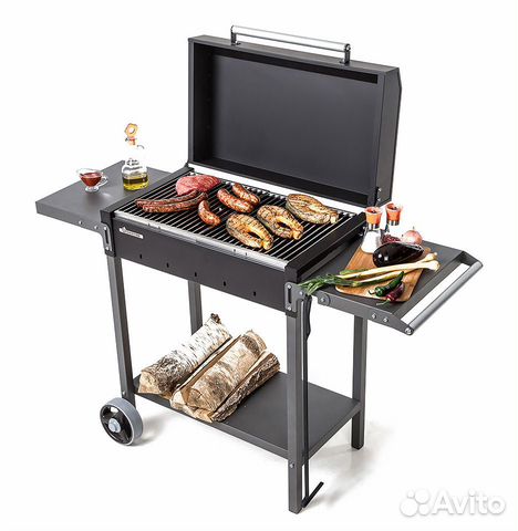 Гриль-мангал с полками, крышкой и колесами