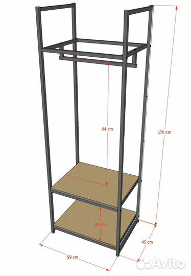 Стеллаж для одежды в стиле Лофт A1760-09-чч