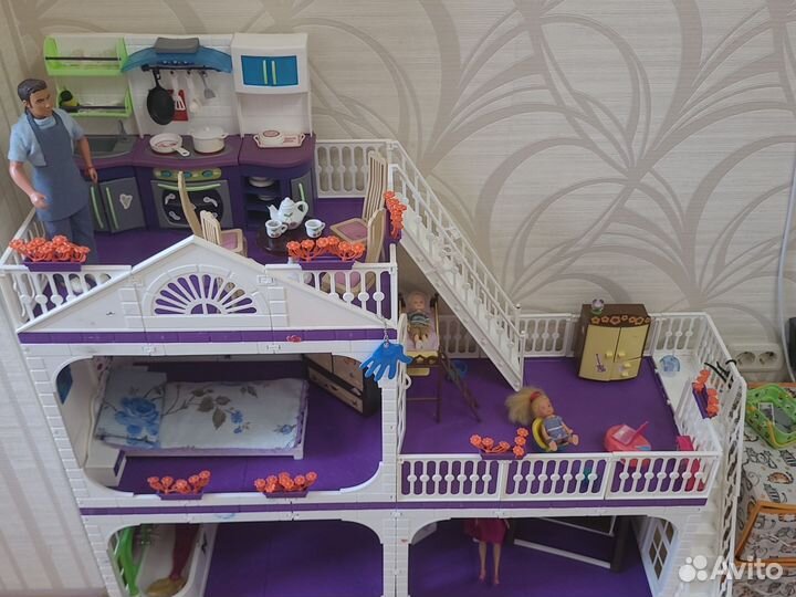 Домик для барби с мебелью
