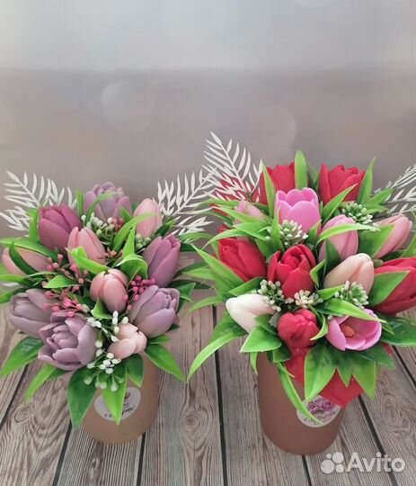 Букет из мыла тюльпаны