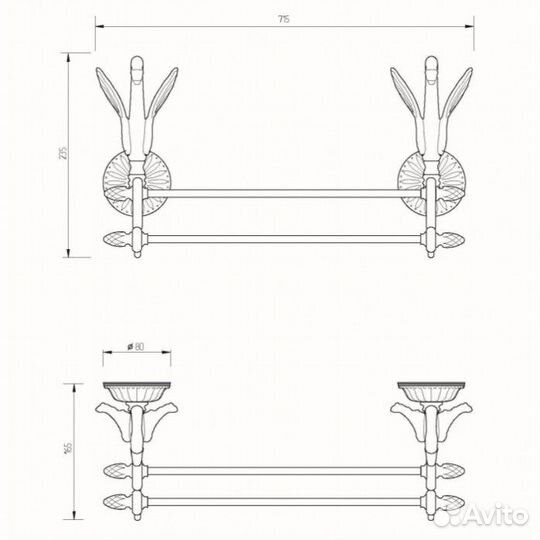 Полотенцедержатель двойной Migliore Luxor 26134 золото