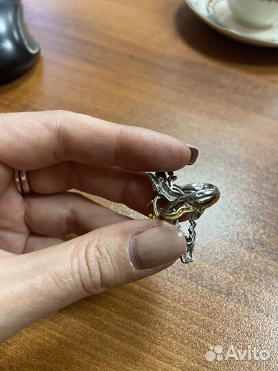 Серебряное кольцо Янтарь