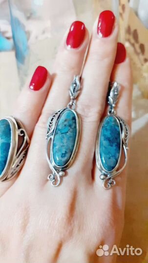 Комплекты серебро,перламутр,хризоколла