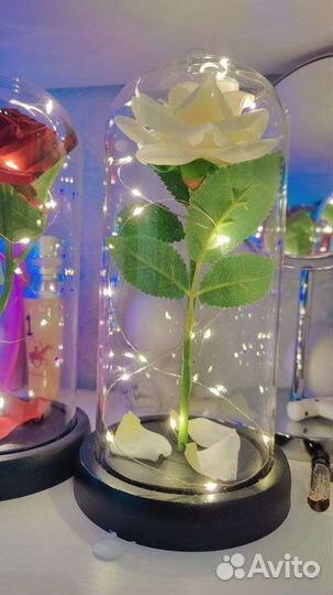 Роза в колбе с подсветкой