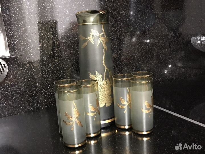 Графин со стаканами богемия