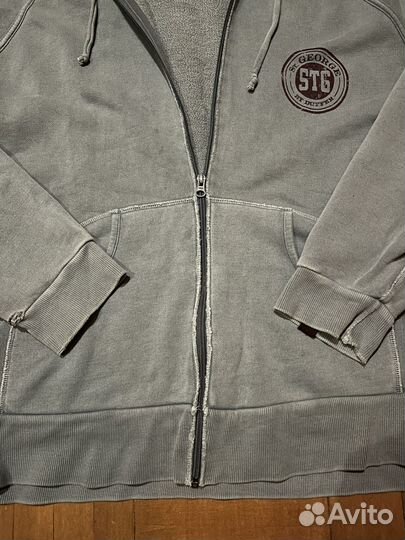 Distressed zip hoodie