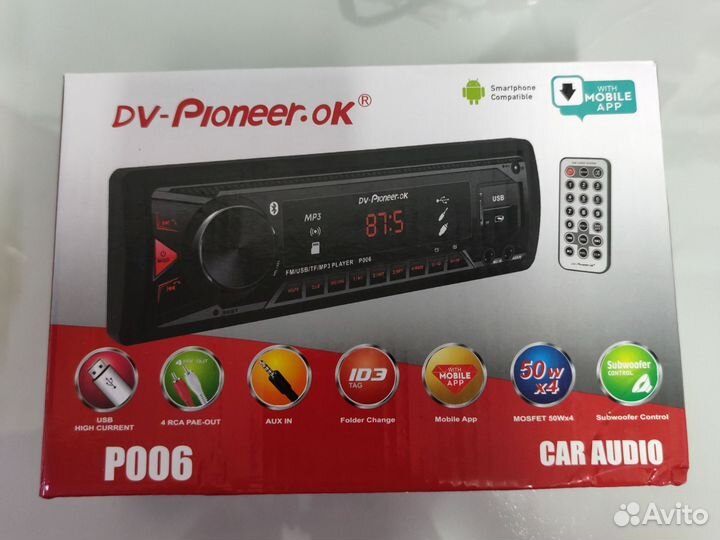 Магнитола Pioneer.ok P006, Bluetooth/USB/FM