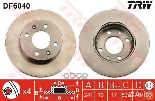 Диск тормозной перед DF6040 DF6040 TRW