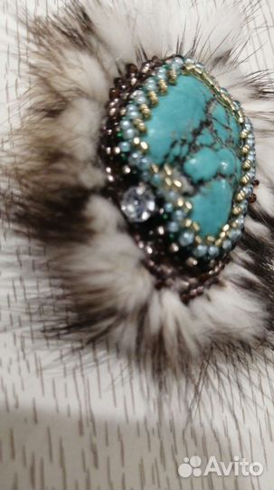 Брошь. Ручная работа. Натуральная бирюза
