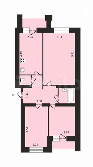 3-к. квартира, 63,1 м², 3/10 эт.