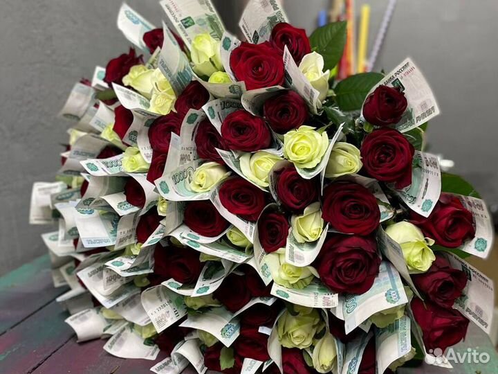 101 Роза цветы букет из денег