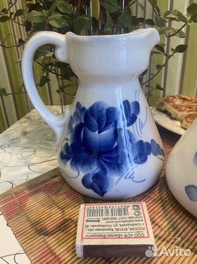 Посуда гжель, Турка и молочник