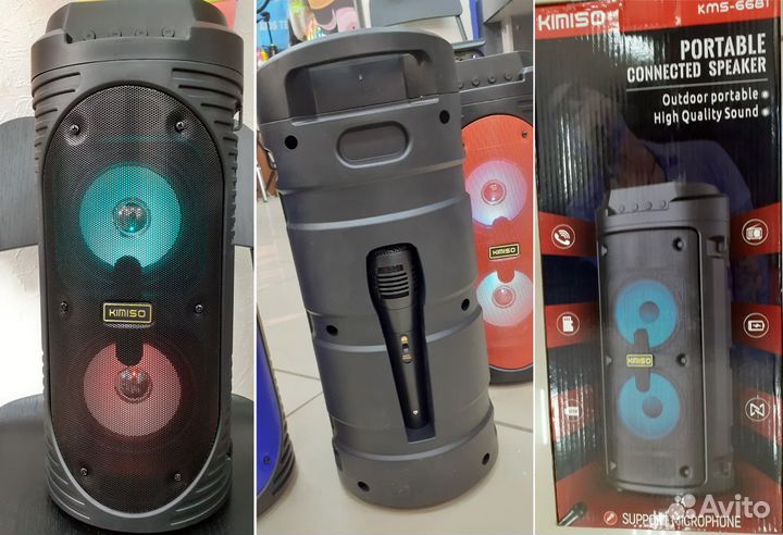 Колонка Blutooth Kimiso микрофон радио подсветка