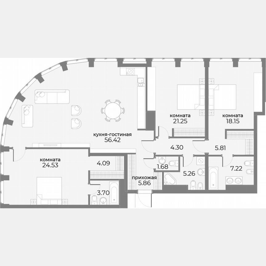 4-к. апартаменты, 160,5 м², 17/20 эт.