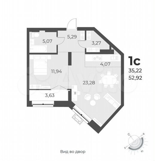 Квартира-студия, 52,9 м², 11/17 эт.