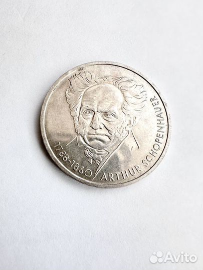 Монета 10 марок Германия Шопенгауэр 1980 серебро