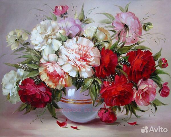 Алмазная мозаика 40x50 Роскошный букет разноцветны