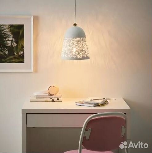 Светильник подвесной IKEA solskur бел./жел. медь