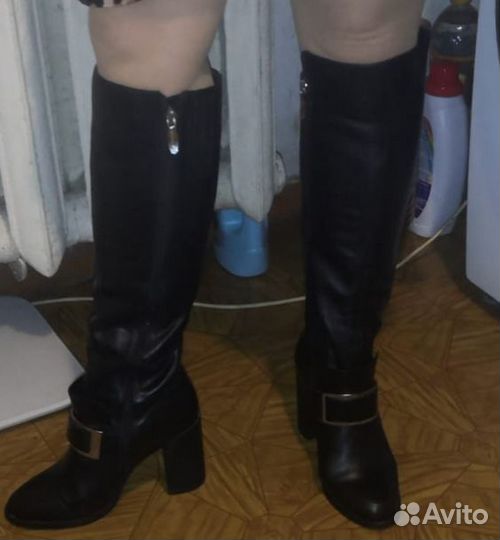 Сапоги кожаные женские