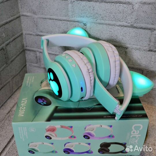 Наушники с ушками светящиеся беспроводные