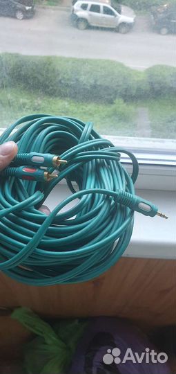 Кабель провод jack 3.5 2 rca 10м тюльпан