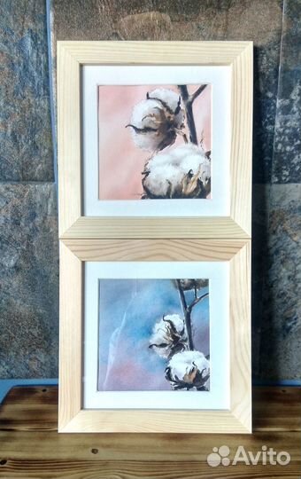 Интерьерная картина хлопок цветы в раме