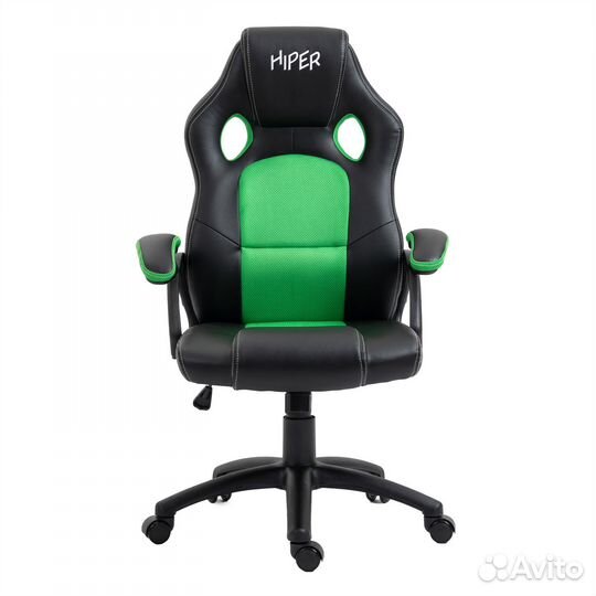 Игровое кресло hiper HGC005, черный/зеленый
