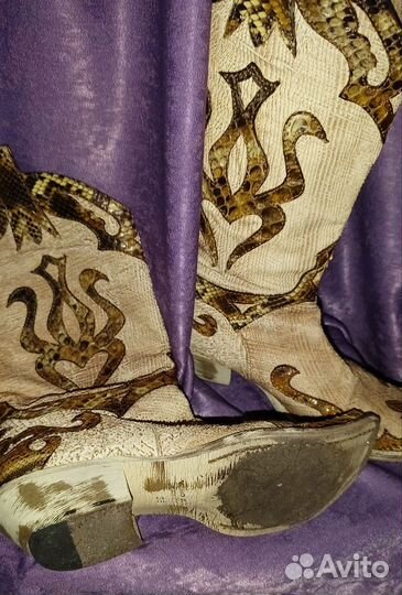 Сапоги. казаки. Италия,эксклюзив. Кожа варана