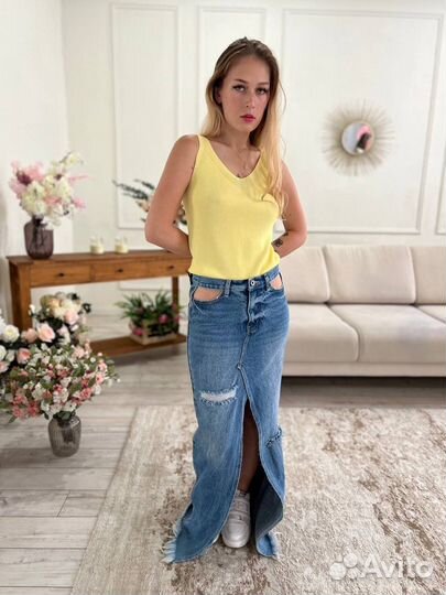 Джинсовая юбка длинная новая