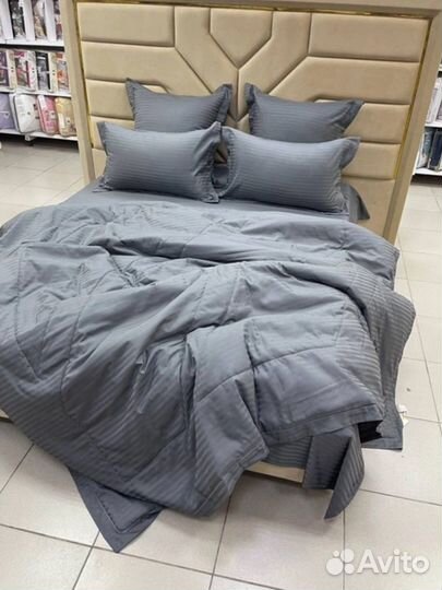 Постельное белье с одеялом Страйп Сатин