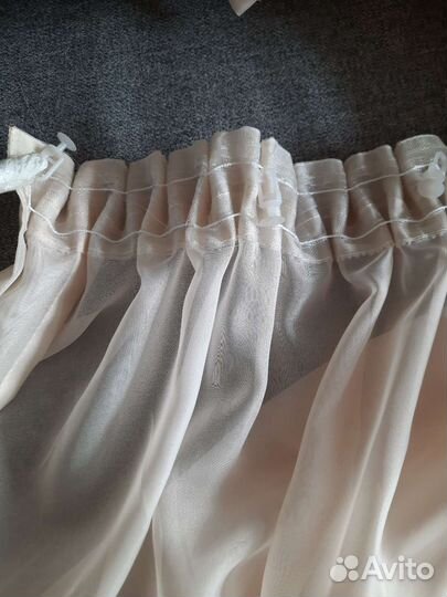 Комплек, тюль и ламбрекен беже-кор. цвета
