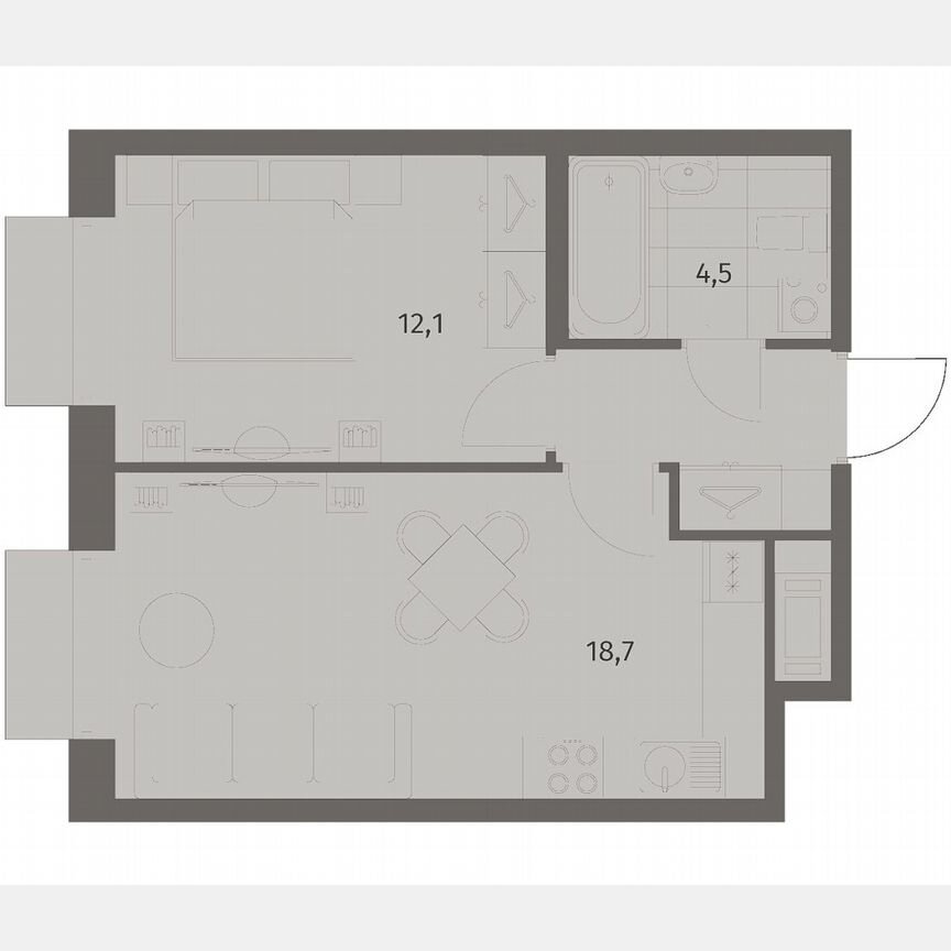 1-к. квартира, 39,2 м², 2/8 эт.