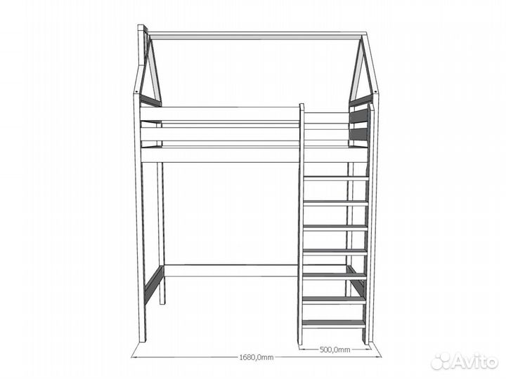 Детская кровать чердак Домик