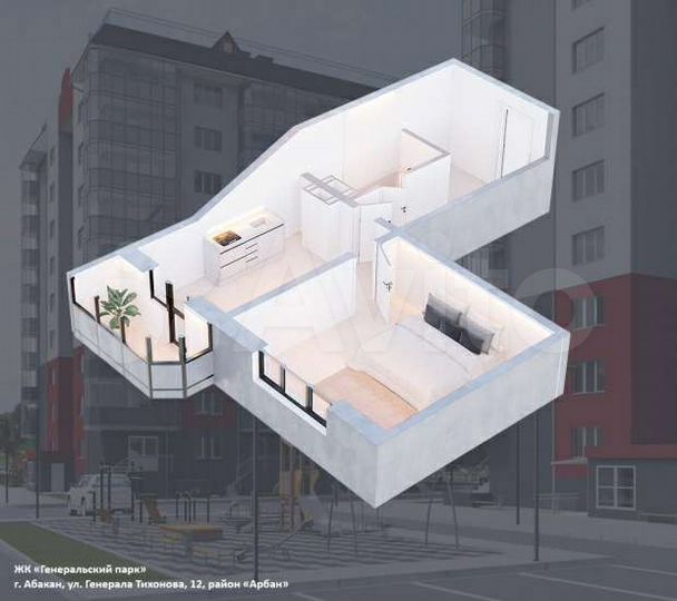 1-к. квартира, 43 м², 3/9 эт.