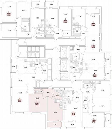 1-к. квартира, 43,4 м², 15/22 эт.