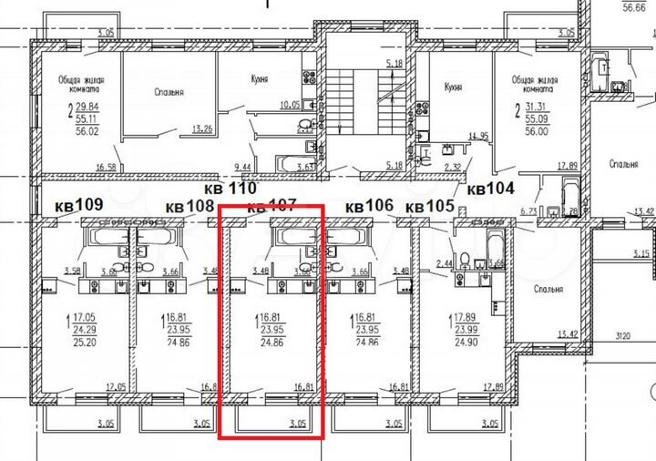 1-к. квартира, 24,9 м², 2/4 эт.