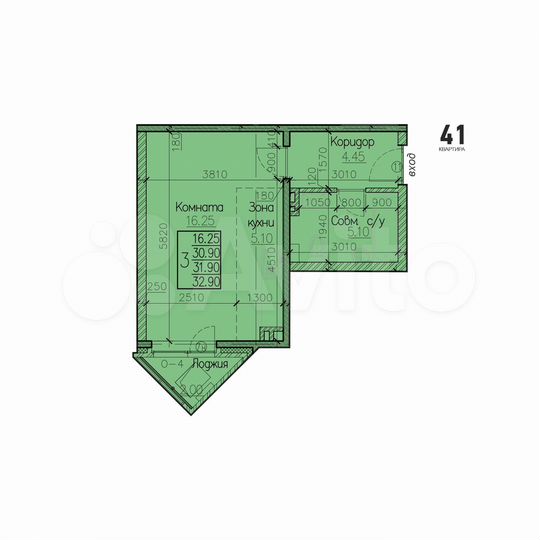 1-к. квартира, 31,9 м², 7/15 эт.