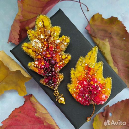 Брошь осенний лист