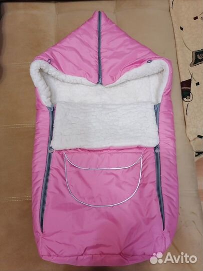 Зимний, меховой конверт в коляску и санки