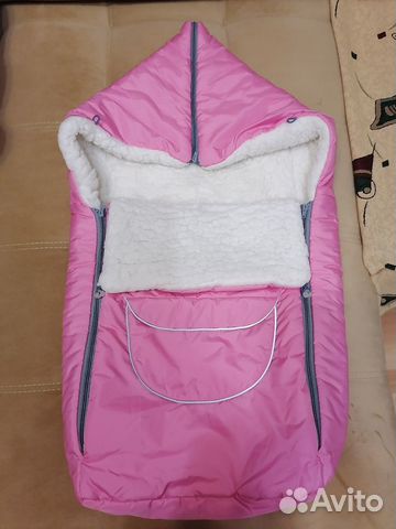 Зимний, меховой конверт в коляску и санки