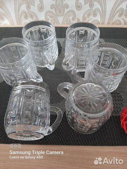 Кружки хрустальные, набор рюмок на двоих