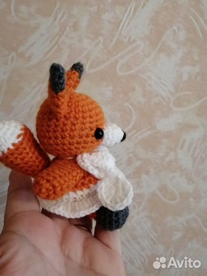 Лиса Алиса и Лисенок вязаная игрушка ручная работа