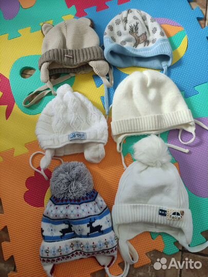 Шапки 6 шт зима хололная осень 36-42 для малышей