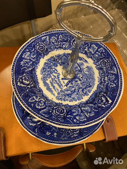 Блюдо фарфор двухярусное