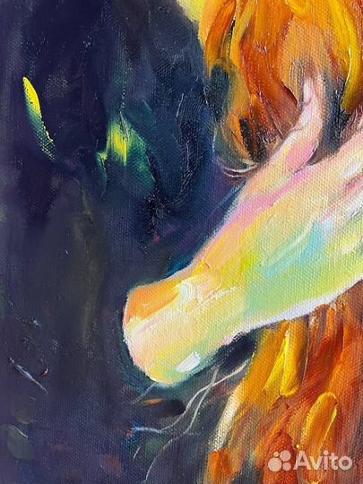 Картина маслом девушка ночь луна полнолуние холст