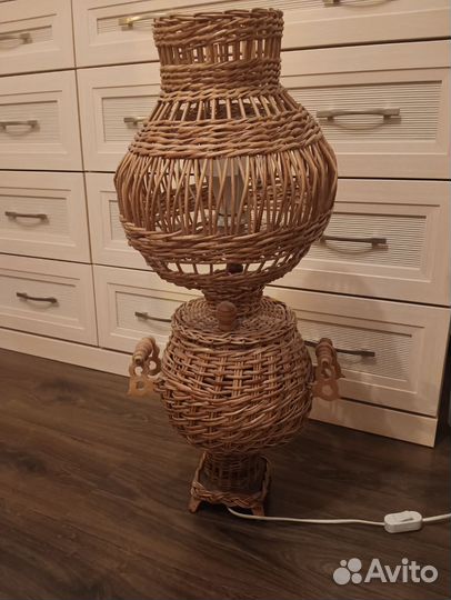 Абажур плетёный в форме самовара