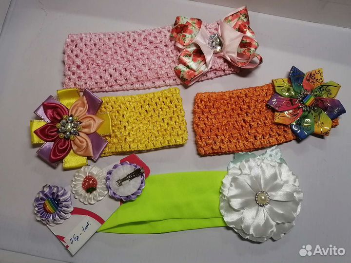 Повязка-резинка с бантиком и шапочка летняя