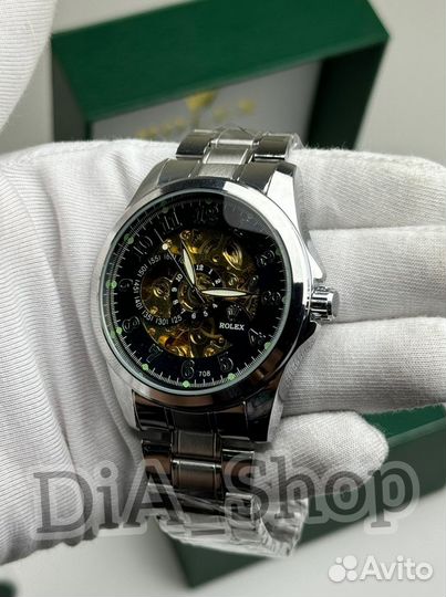 Часы Rolex мужские механические чёрное серебро