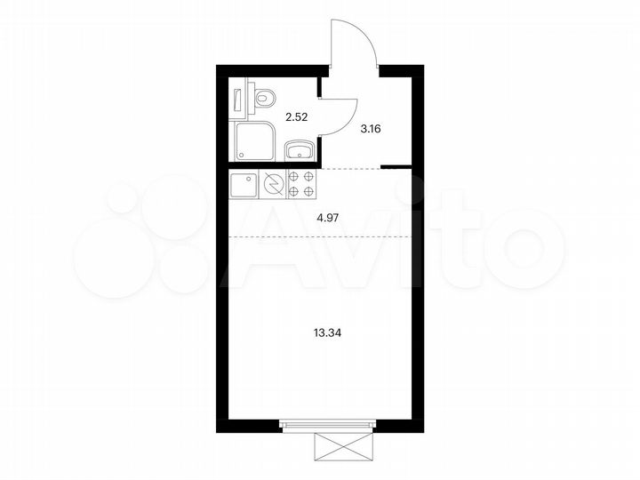 Квартира-студия, 24 м², 31/33 эт.